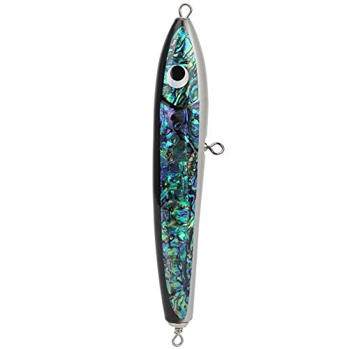 Keenso Appât De Poisson, Leurre De Poisson Portable Appât De Pêche En Coquille D’ormeau Appât De Pêche En Bois De Manivelle Pour Thon Mérou Billbirds Daurade 23×3.5 Cm