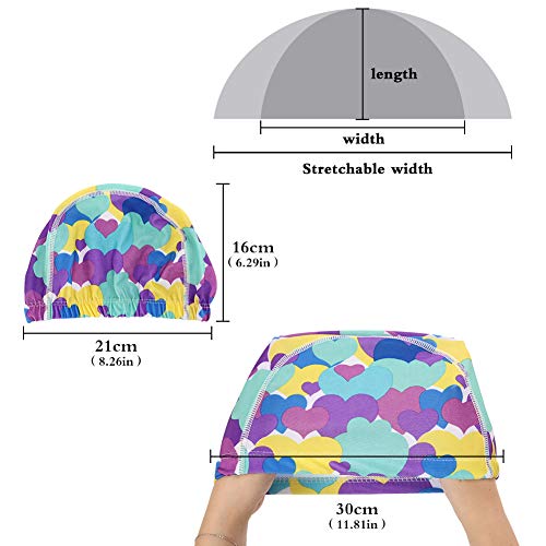 AhlsenL 4-Pack Swimming Cap for Women Girls, Spandex Cloth Fabric Swimming Swim Cap Hats Bathing Cap Solid Color - Thumbnail 6