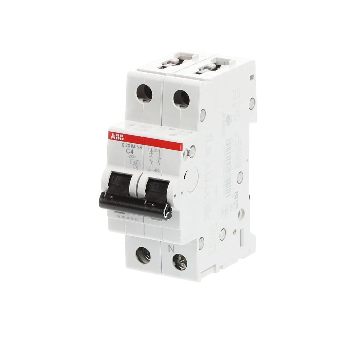ABB Stotz S&J 4016779550109 Circuit Breaker S201M-C4NA 10kA 4A C 1p+N (2p) System Pro M Compact Circuit Breaker