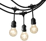 AmazonBasics PL201-48-BLK Patio String Light, 48 Feet, Black