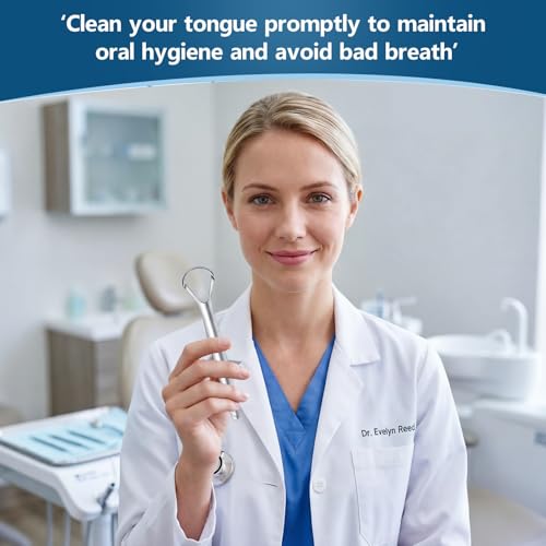 Brencco Steel Tongue Cleaner, Tongue Scraper with Case, 2 Pieces Tongue Nettaliser, Tongue Scraper for Oral Hygiene, Reusable Set