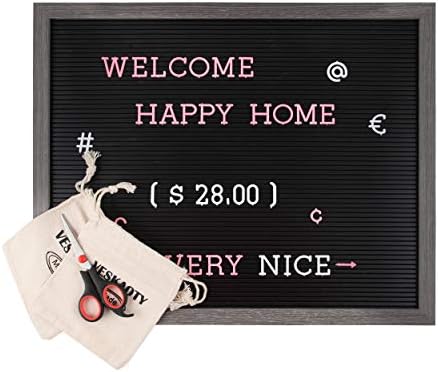 Plastic Letter Board with 376 Letters, Numbers & Symbols - 20 x 16 inch Changeable Message Board with Wooden Frame Wall Mount Hook, (White Board & Wood Frame) by Veskaoty