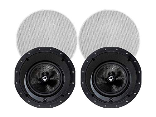Monoprice 2-Way Carbon Fiber In-Ceiling Speakers – 8 Inch With 15 Degree Angled Drivers (Pair) – Alpha Series