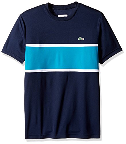Lacoste Men's Sport Ultradry T-Shirt W/ Color Block Detail, Navy Blue/Oceanie-White, 5