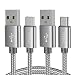 USB Type C Cable, (2-PACK 3FT) USB C Charger Cable Nylon Braided Fast Charging Sync Cord Compatible Samsung Galaxy S10 S9 S8 Plus,Note 9 8, LG G7 V30S V35 THINQ V30 G6,Google Pixel 2 xl,HTC U12+(Gray)