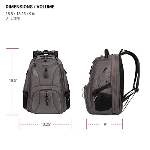 SwissGear 1900 Scansmart TSA 17 Laptop Backpack, Sting Grey Ballistic