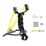 Outdoor Athletics Slingshot Kit Wisdoman, Adjustable Stainless Professional Hunting Catapult High Powerful Slingshots With Quality Rubber Bands and 50 Steel Balls (Black2)