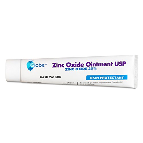 Globe Zinc Oxide Ointment 20, 2 Ounce Tube, Advanced Skin Protection, for Diaper Rash, Relief