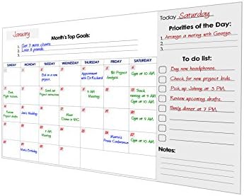 Laminated Wall Calendar 2018 - Dry Erasable Wall Calendar, Daily Planner, ToDo List and a Monthly Goal Section for Enhanced Focus