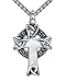 Aoiy Men's Stainless Steel Celtic Cross Irish Knot Pendant Necklace, 24
