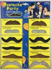 thematys 12x falscher Schnurr-Bart zum Ankleben schwarz braun - Kostüm für Erwachsene & Kinder - perfekt für Fasching, Karnev