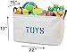 OrganizerLogic Canvas Storage Basket - Large Storage Bin with Handles - Decorative Storage Containers in Beige with Blue Lettering- 22