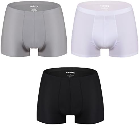 UnderFit Men's 3-Pack Stretchable Seamless Microfiber Boxer Briefs (X, BlackGrayWhite)