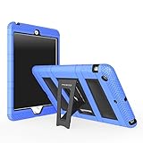 MoKo Case for iPad Mini 3 / 2 / 1, Silicone + Black Hard Polycarbonate Protector with Foldable Stand Cover Case for Mini 3, Mini 2 and Mini (2012 1st gen), BLUE (Will not fit iPad Mini 4)