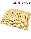 Agreatca 300 PCS 3.5 Inch Total Bamboo Forks,Food Picks Double Prong,Cocktail Forks Blunt,Bamboo Party Forks,Blunt End Toothpicks