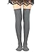 Zando Women Soft Elegant Cotton Knitted Over Knee High Long Stocking Socks H Dark grey