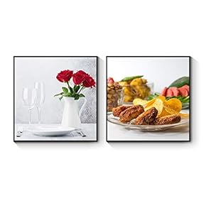 Framed Canvas Wall Art for Living Room, Bedroom Tasty Food Canvas Prints for Home Decoration Ready to Hanging - 16"x16"x2 Panels