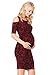 My Bump Women's Cold Shoulder Fitted Maternity Dress W/Side Ruched (Medium, Burgundy/BLK DM)