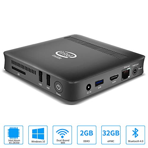 Z8350 Procesador Mini PC – 4K Mini Desktop Computer – Fanless Support Windows 10 Intel HD Graphics 2GB 32GBeMMC / Bluetooth 4.0 / 1000M LAN / 5.8GHz WiFi 64-bit / [Dual HDMI/VGA] by Aoxun