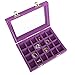 VANCORE Velvet Glass Jewelry Ring Display Organizer Box Tray Holder Earrings Storage Case for Women