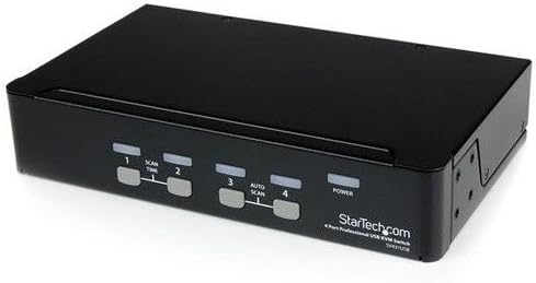 StarTech.com 4 Port Professional VGA USB KVM Switch with Hub, 1U Rack-mountable KVM Switch (SV431USB), Black