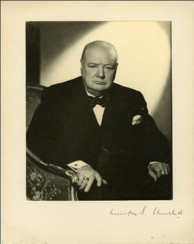 12X8 INCHES WINSTON CHURCHILL SIGNED AUTOGRAPH PRINT APPROX SIZE