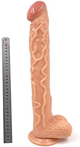 YUELV 16.53 inch Extra Long Thick Massage Wand with Suction Cup & Ball (16.53" Long, 1.96" Wide) for Women (Flesh)