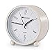 Alarm Clock.Mensent 4 inch Round Silent Analog Alarm Clock Non Ticking,with Night Light, Battery Powered Super Silent Alarm Clock, Simple Design Beside/Desk Alarm Clock (White) (White1)