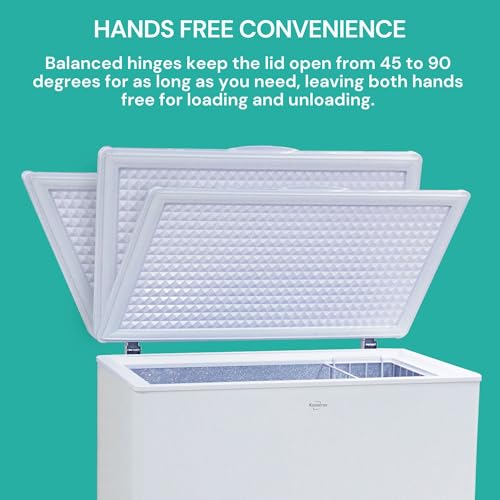 Koolatron Deep Freezer - Chest Freezer, 1 Wire Basket, Garage Ready, Meat Storage, Front Drain, Congelador For Home, Apartment, Basement, Dorm, Cottage, Manual Defrost, Stand Up, 7.0 Cubic Feet, White