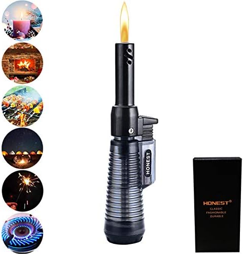 Navpeak Butane Gas Candle Lighter Long Multi-Purpose Refillable Lighters for Kitchen Fireplace Pilot Light BBQ Stove Grills (Butane not Included) (Gray)