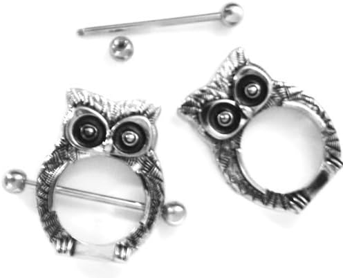 Body Accentz Nipple Ring Bars Owl Body 