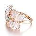 Yoursfs White Enamel Flower Ring for women 18k Rose Gold Color Wedding Jewelry Women's rings