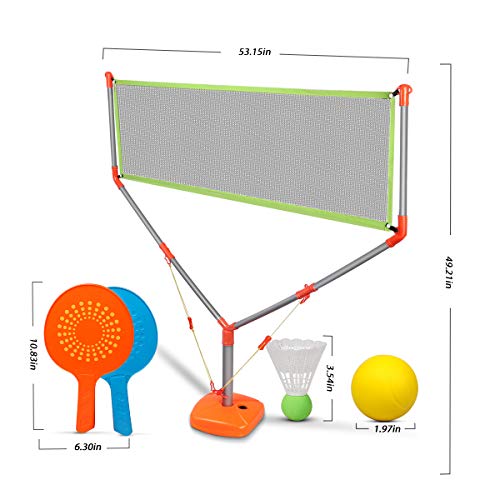 Duckura 2 in 1 Racket Game Set, Family Kids Badminton Tennis Net Outdoor Play, Christmas Toys Gifts for Boys Girls Adults - Thumbnail 4