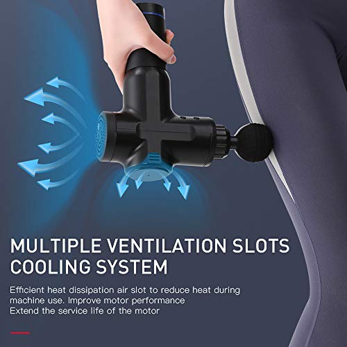 Massage Gun Deep Tissue for Athletes - Handheld Portable Electric Full Body Percussion Massager for Pain Relief, 6 Speed with 6 Massage Heads (Black)