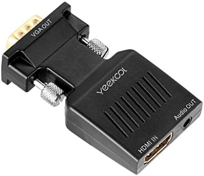 Yeekool 1080P Female HDMI to VGA Male Converter Adapter Dongle with 3.5mm Stereo Audio portable HDMI Connector for Laptop PS3 PS4 Xbox one STB DVD Fire TV Blue-ray player Roku