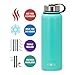MIRA 40 oz Insulated Water Bottle - Stainless Steel Sports Flask with 2 Lids (Straw & Handle) - Cold Drink Thermos - Teal