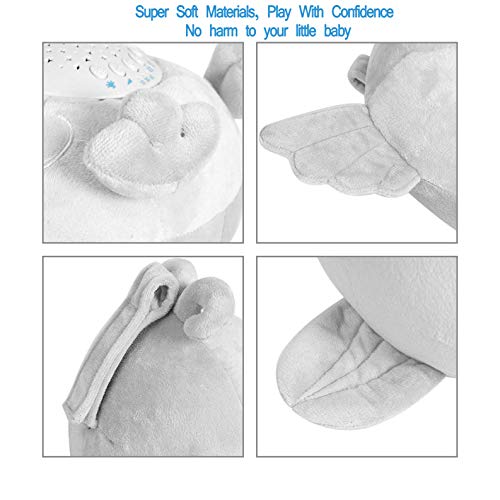 BEREST Baby Sleep Soother Owl, Baby White Noise and Toddler Sleep Aid Night Light, Lullaby Sound Machine - Sleep Sound Toys, Portable Stuffed Projector Owl, Baby Sleep Aid Toy (Gray)