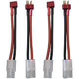 2 Pairs ShareGoo 14AWG Tamiya Connector to Deans T Style Plug Cable Adapter Connector for RC ESC Speed Controller Lipo/NiMH Battery Charging