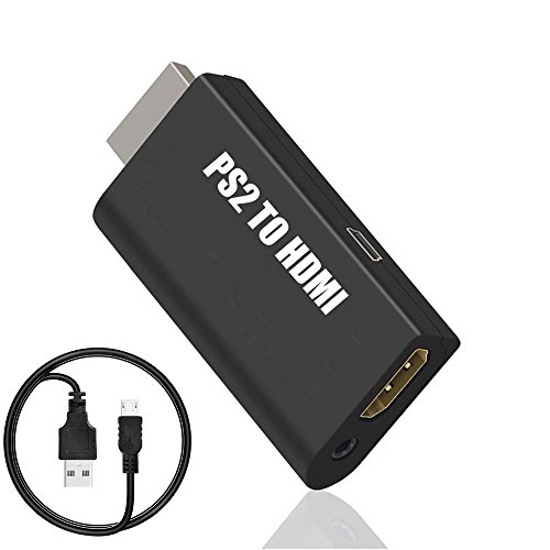 Tomjoy PS2 to HDMI Converter Adapter, Video Converter PS2 to HDMI Converter with 3.5mm Audio Output for HDTV HDMI Monitor Supports All PS2 Display Modes