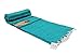 Open Road Goods Thick Mexican Yoga Blanket Turquoise/Sea Green - Serape Fish Design - Handmade/Handwoven Genuine Mexican Style Blanket