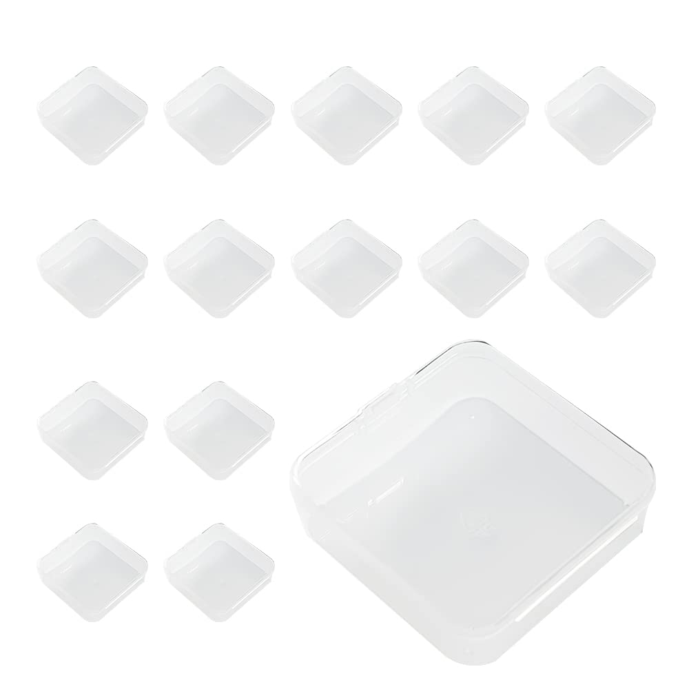 WYAN 15PCS Square Empty Clear Plastic Storage Containers Box Case with Lids,for Pills,Beads,Jewellery and Craft Items(6.4x6.4cm) — image 1