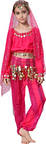 Fairycece Kids Belly Dance Harem Pants 3T 4T 4 Hot Pink