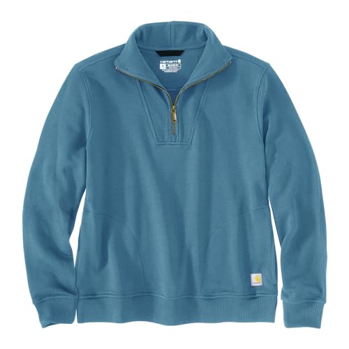 Carhartt Women’s Tencel Fiber Series Relaxed Fit Half-Zip Sweatshirt, Thundercloud, Large