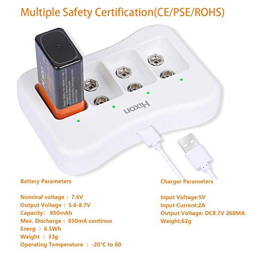 Hixon 9v Rechargeable Batteries,9 Volt Rechargeable Batteries with