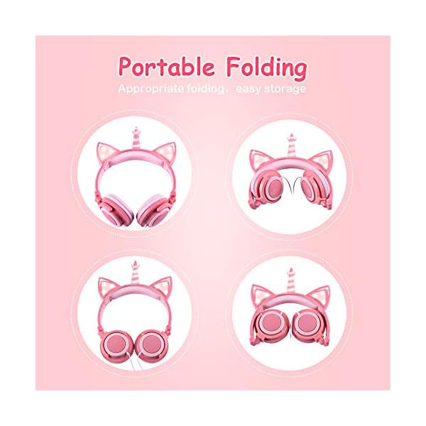 Unicorn-Kids-Headphones-Glowing-Cat-Ear-Headphones-with-85db-Volume-Limit-Foldable-Headphones-for-Kids-Girls esonstyle Unicorn Kids Headphones, Glowing Cat Ear Headphones with 85db Volume Limit, Foldable Headphones for Kids Girls