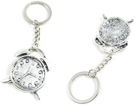 2 PCS Alarm Clock Keychain Keyring Jewelry Making Charms Door Car Key Tag Chain Ring D0IW4E