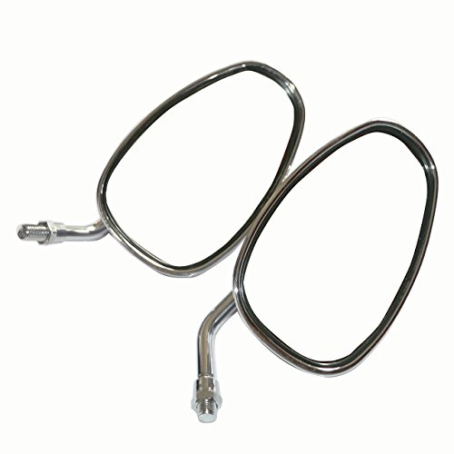 Yibid Universal Chrome Oval Motorcycle Rearview Side Mirrors 10mm, with 7/8" Handlebar Mount for Honda Kawasaki Suzuki Custom Cruiser Chopper Adventure Kymco Victory Vulcan Street Sports Dirt Bike M10 - Thumbnail 5
