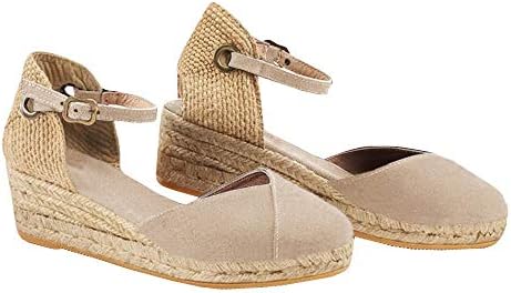 Erneut Womens Platform Wedges Espadrilles Cap Toe Crisscross Slingback Elastic Band Summer Sandals