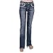 Sexy Couture Women's S145-PB Dark Wash Rhinestone Stitched Boot Cut Jeans