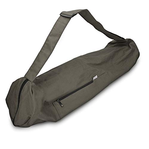 Navaris Yoga Mat Bag – Cotton Yoga Bag with Zipper Pocket and Closure 28.3 x 11.4 inches (72 x 29cm) Large Tote Bag
